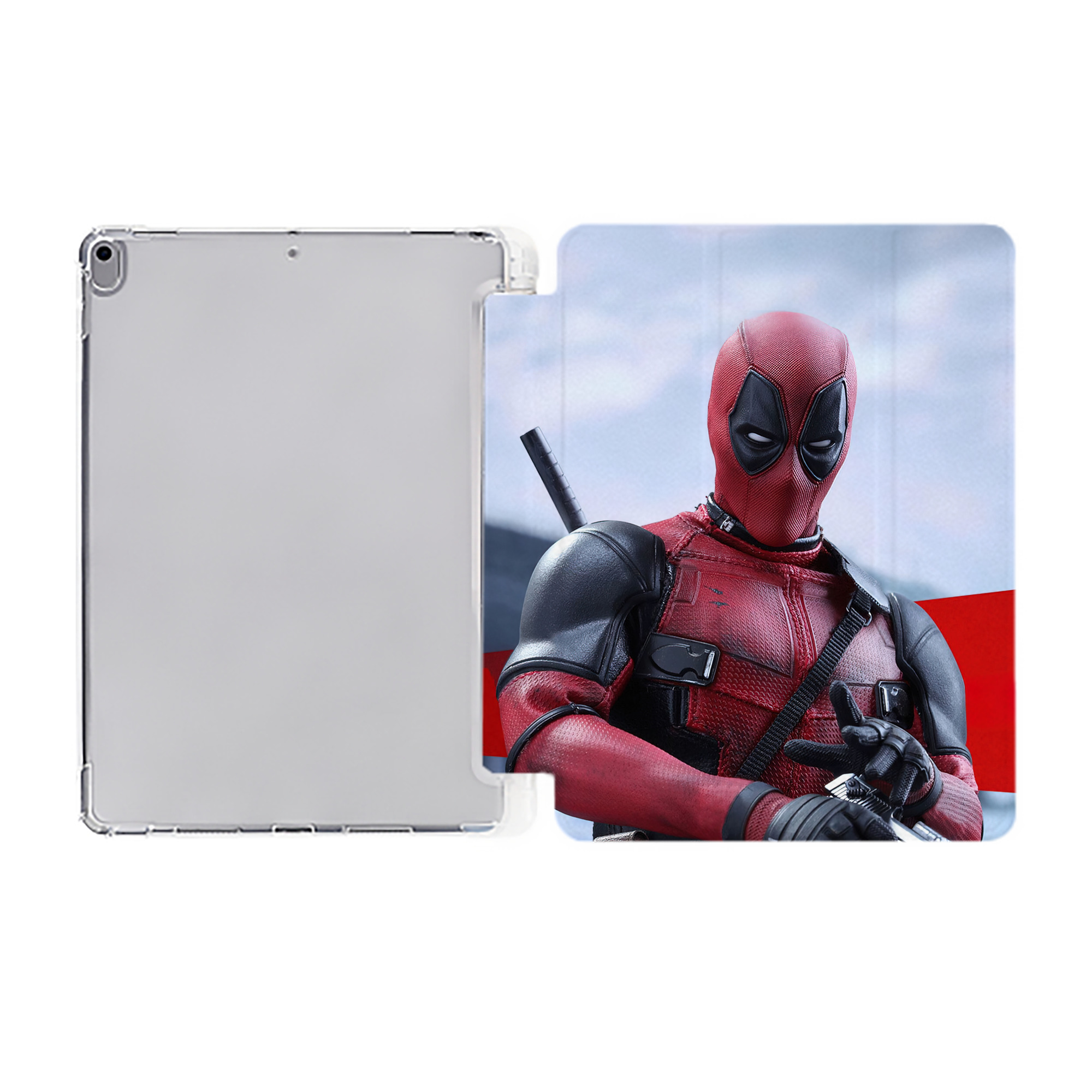 （画像用） Deadpool デッドプール IPad ケース ペン収納付き 三つ折りスタンド PUレザー×シリコン 対応機種9.5/10.5/10.9インチ